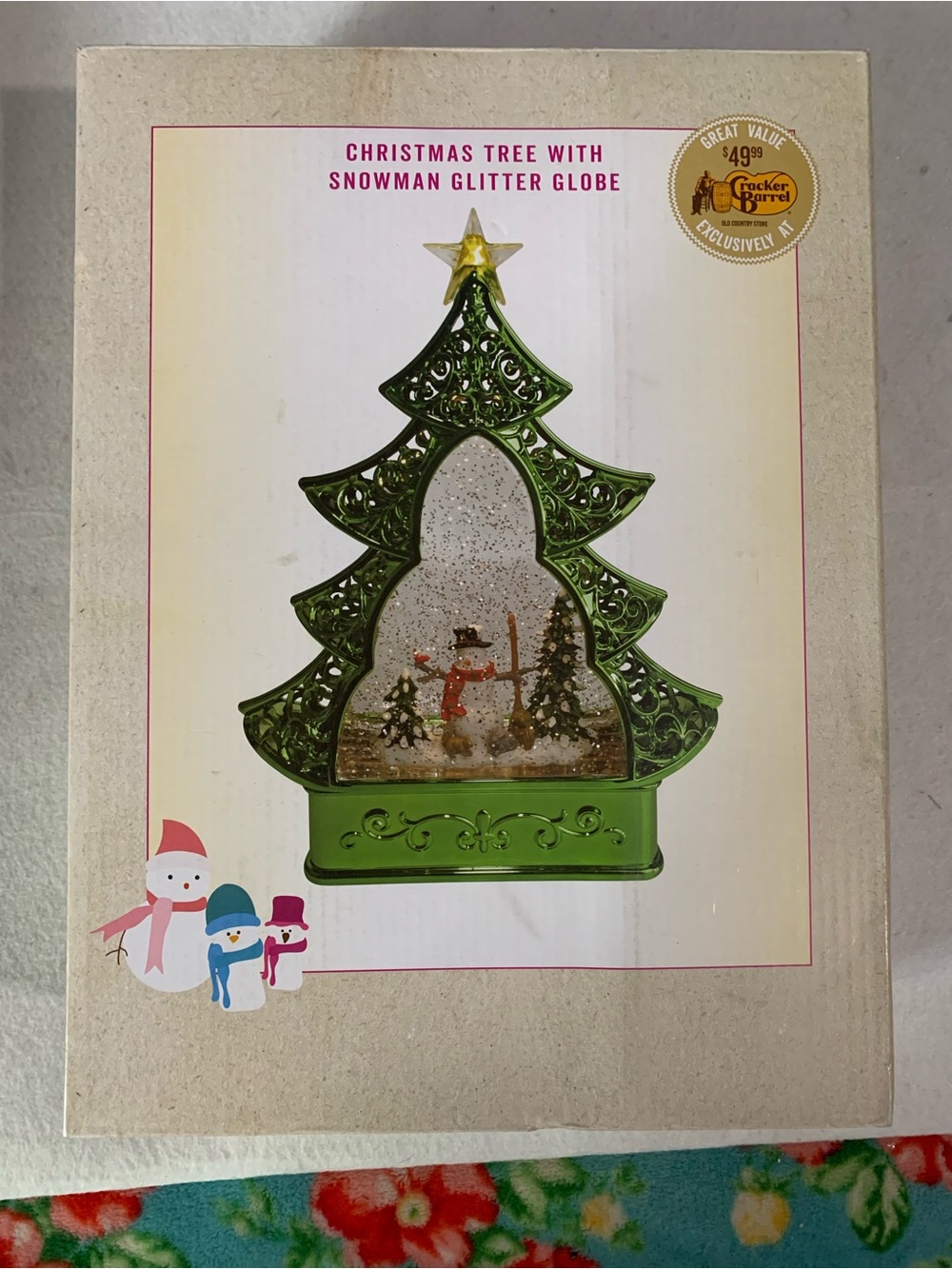 Cracker Barrel Exclusive Light Up Acrylic Christmas Tree Snowglobe